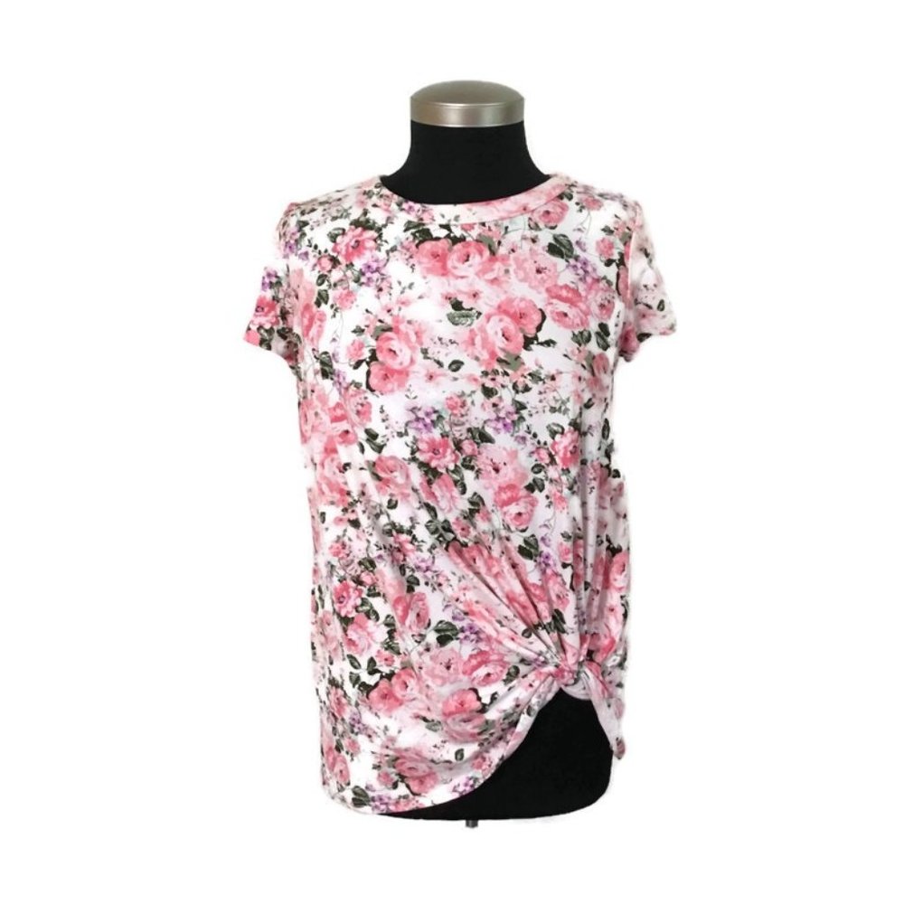 Reb & J. 220 White Short Sleeve Floral Top Size Medium